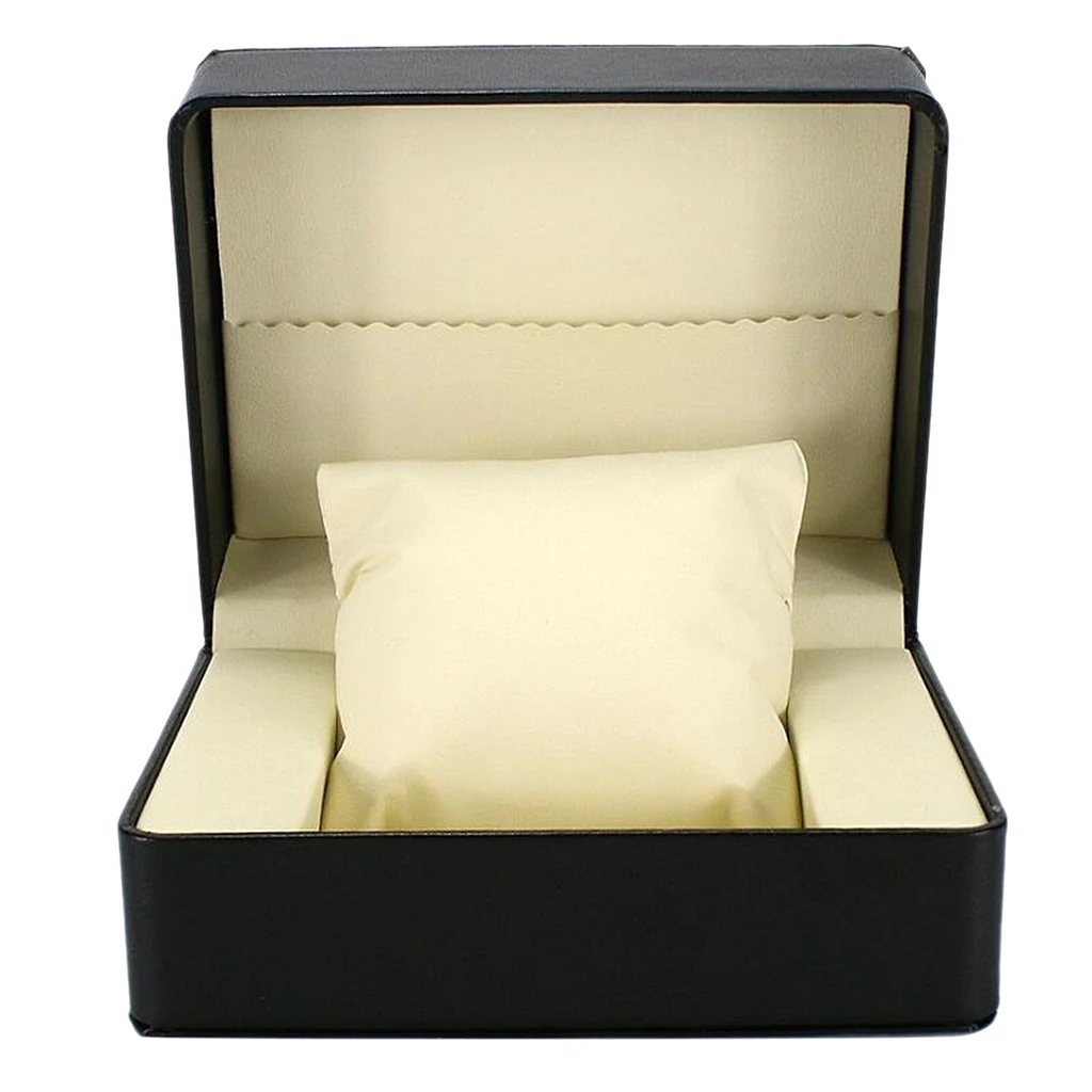

Black PU Leather Watch Box Display Jewellery Storage Case Present for Men Gift 14x11x7cm
