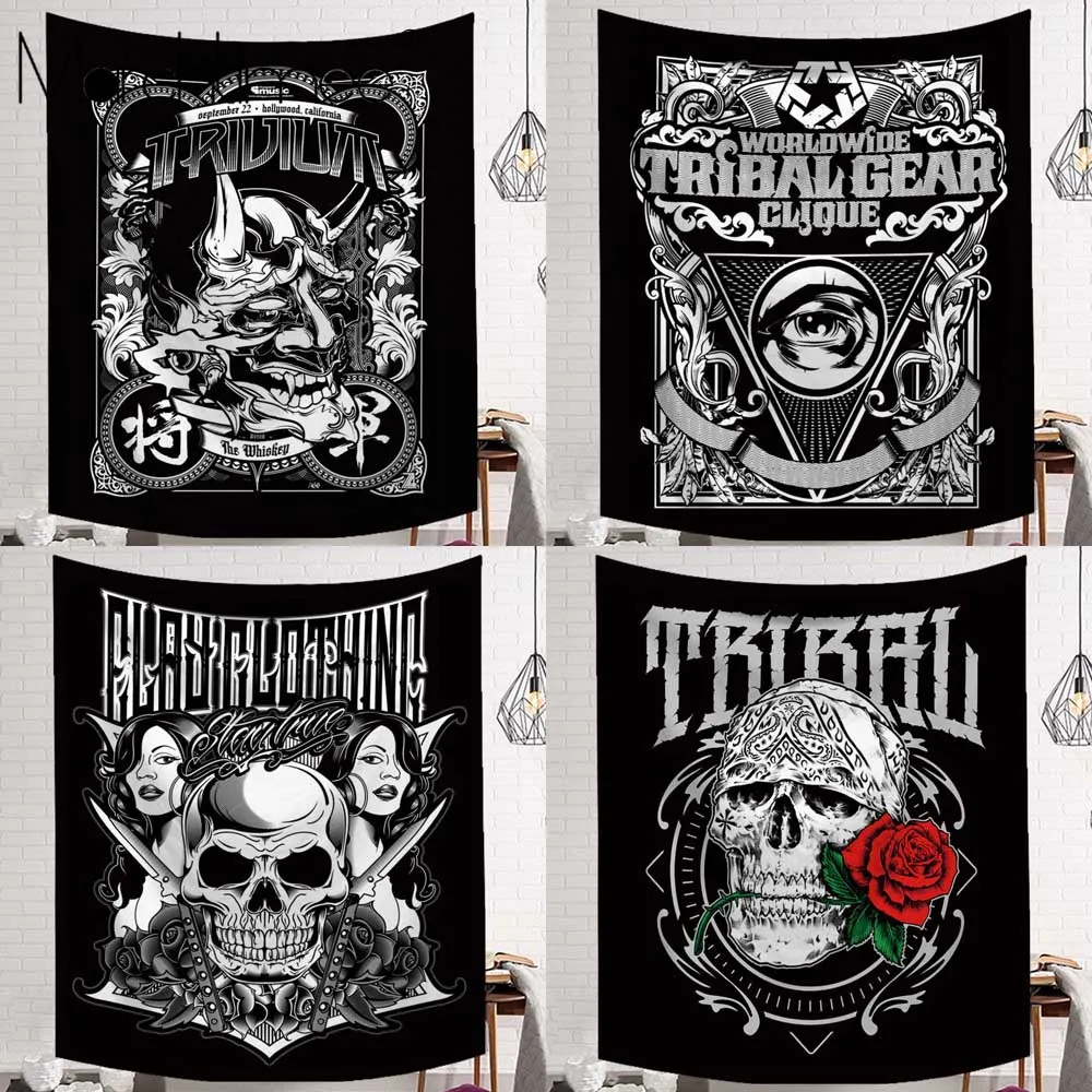 

Skull King Meditating Flowers Moon Tapestry Mandala Carpet Hippie Divination Tarot Sexy Lady Witchcraft Wall Hanging Blanket