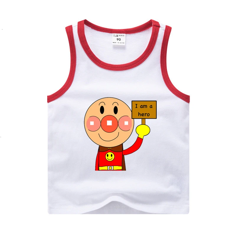 Anpanman/аниме, От 2 до 11 лет, футболка смешного цвета для мальчиков и девочек, детские летние топы с круглым вырезом, Детская футболка с рисунком, жилет для малышей - Цвет: as picture
