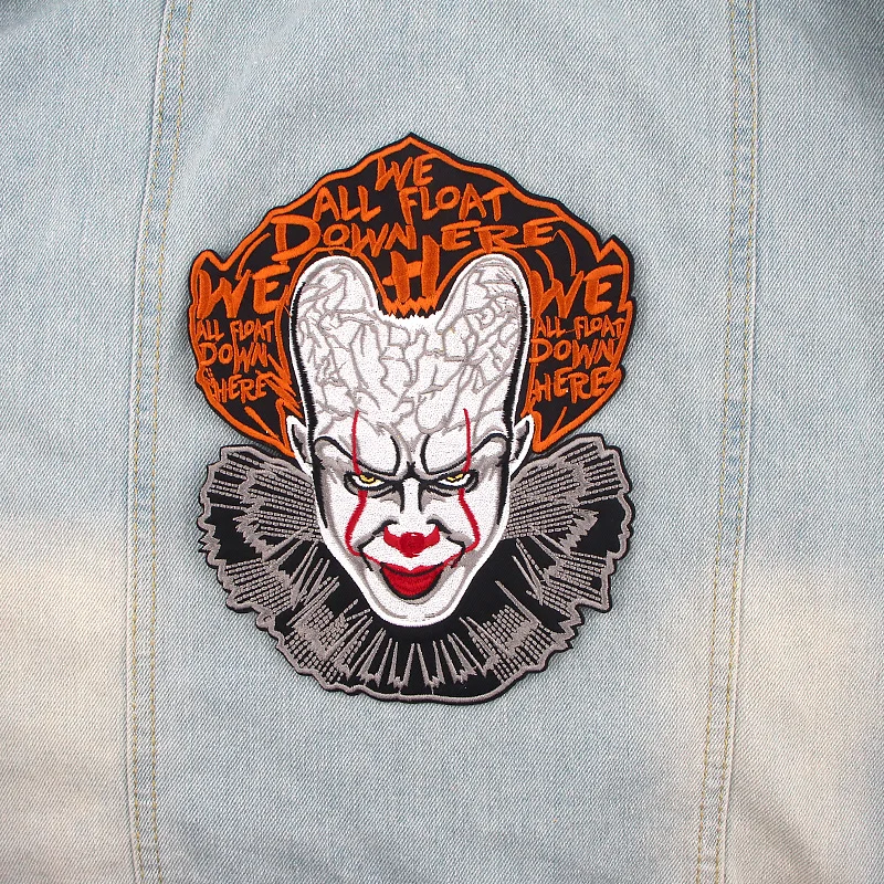 Стивен Кинг это клоун наклейка для одежды нашивки-аппликации на одежде Железный вышитый патч для значок для рюкзака K493