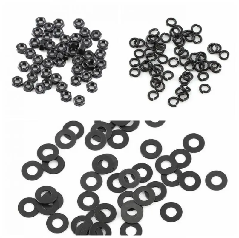 300pcs M3 Screws Nuts Set Black Alloy Steel Screws Hex Socket Bolt With Hex Nuts Washers ferramentas