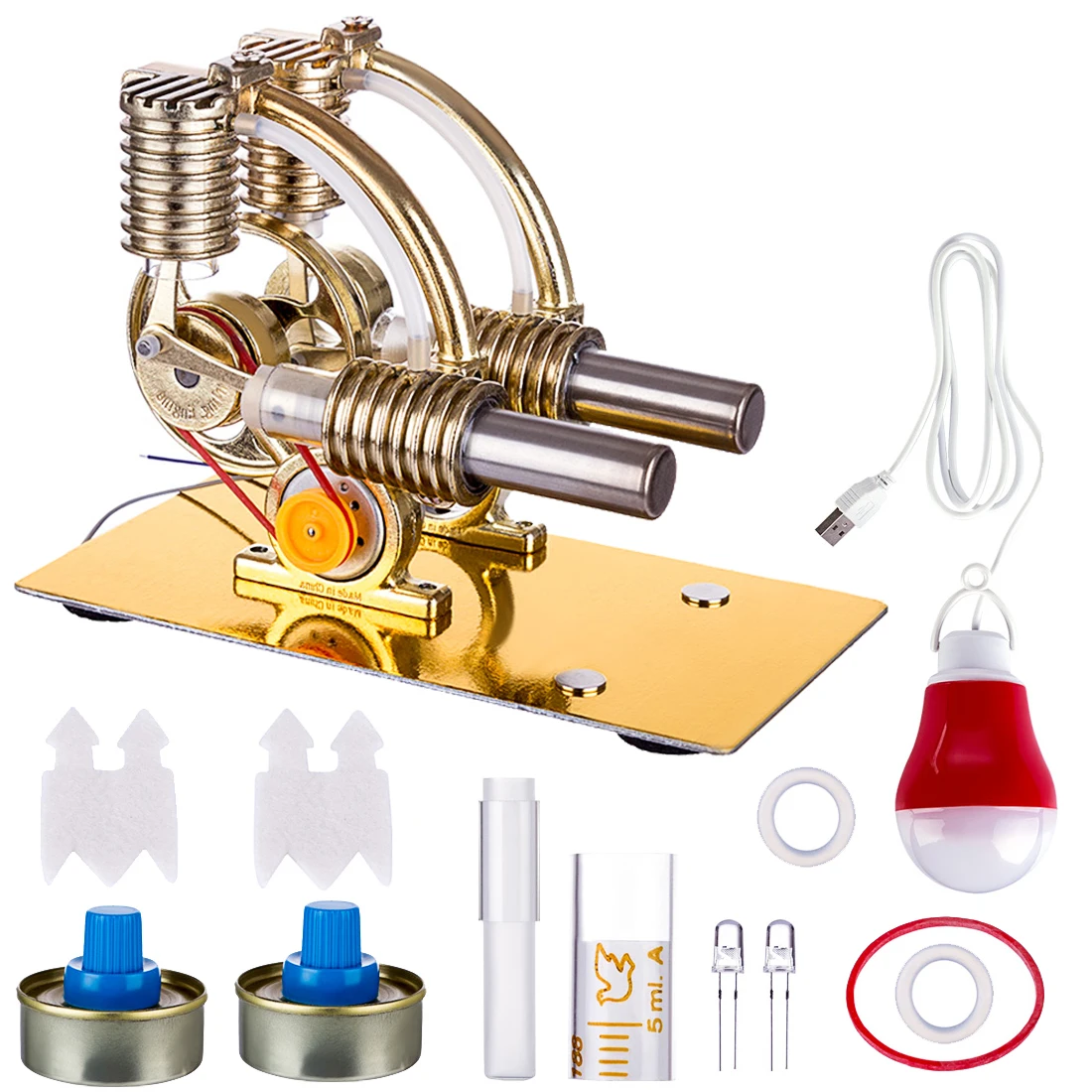 

Single Cylinder Balance Stirling Engine Model Science Experiment Generator Model Kit with Metal Base for Educational Model Motor