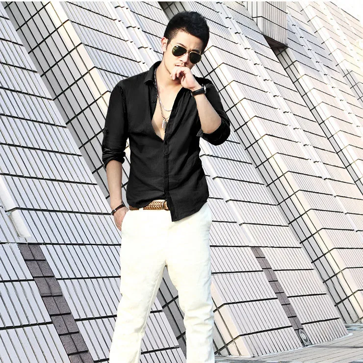 Zogaa New Man's Casual Shirts Men's Solid New Streetwear Male Long Sleeves Turn-down Collar Print Shirts Multi Colors XXL