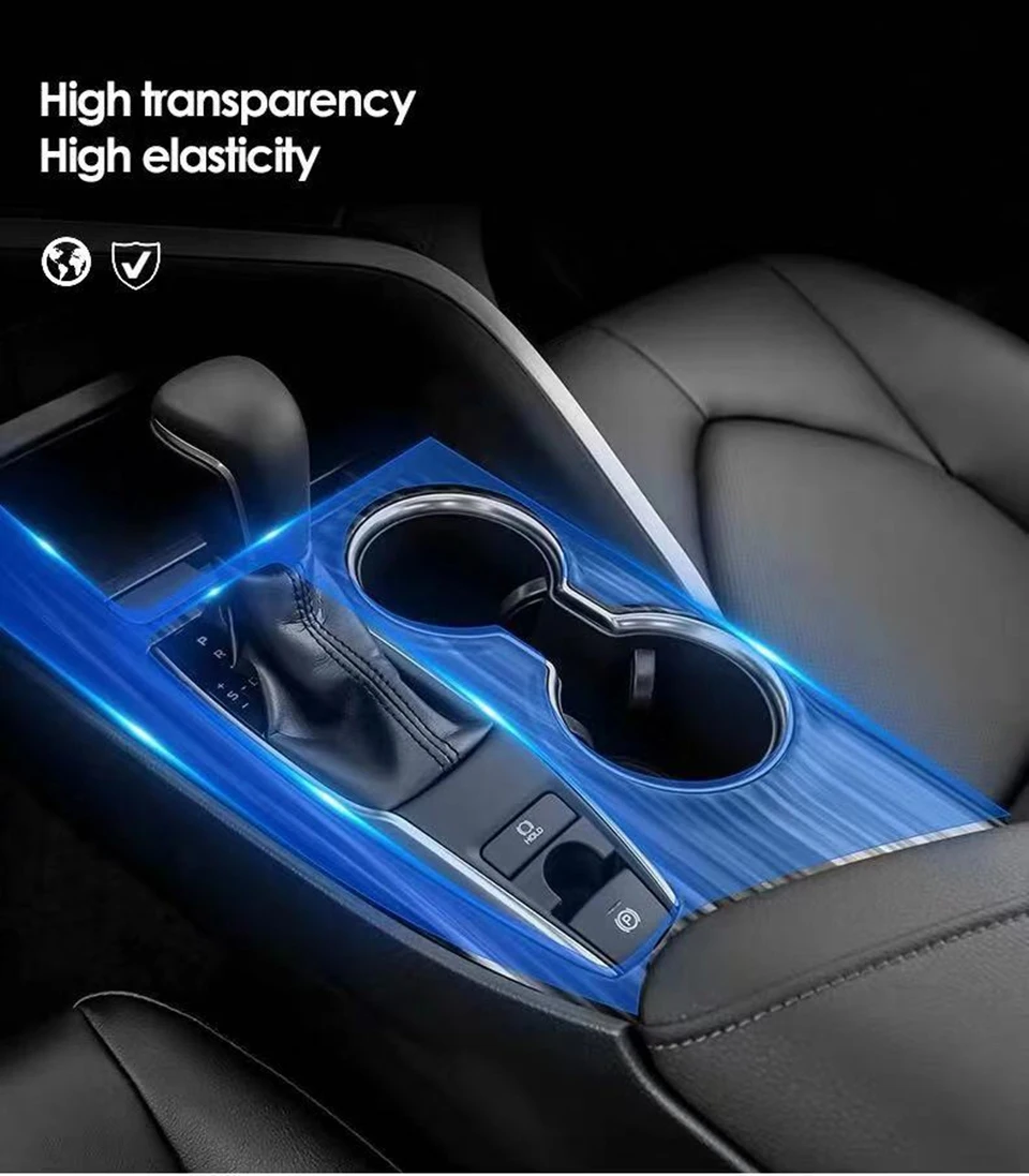 7 لتويوتا كامري 2018 2019 Center Console Gear Shift Box Panel Cover Cover Film Sticker Shift board Interior Interior Accessories Accessories