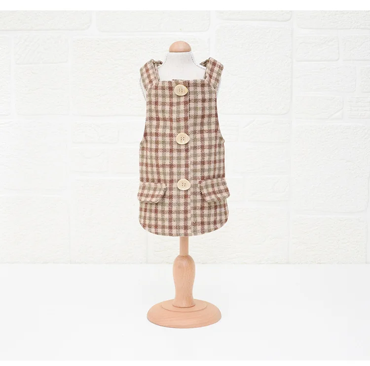 as picture Puppy Cat Dog Dress For Small Dogs Winter Warm Elegant Plaid Clothes Thick Woolen Princess Skirt For Dresses Dogs Pet Clothing 6 - Цвет: as picture