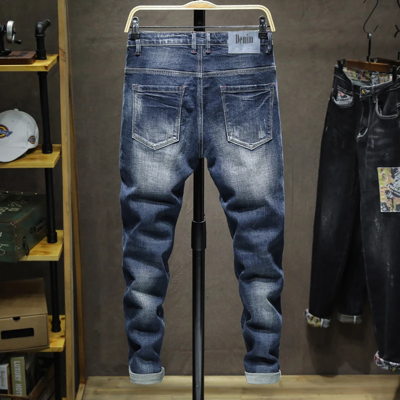 KSTUN Slim Fit Jeans Men Blue Stretch Autumn and Winter 2020 Denim Pants Full Length Man Trousers