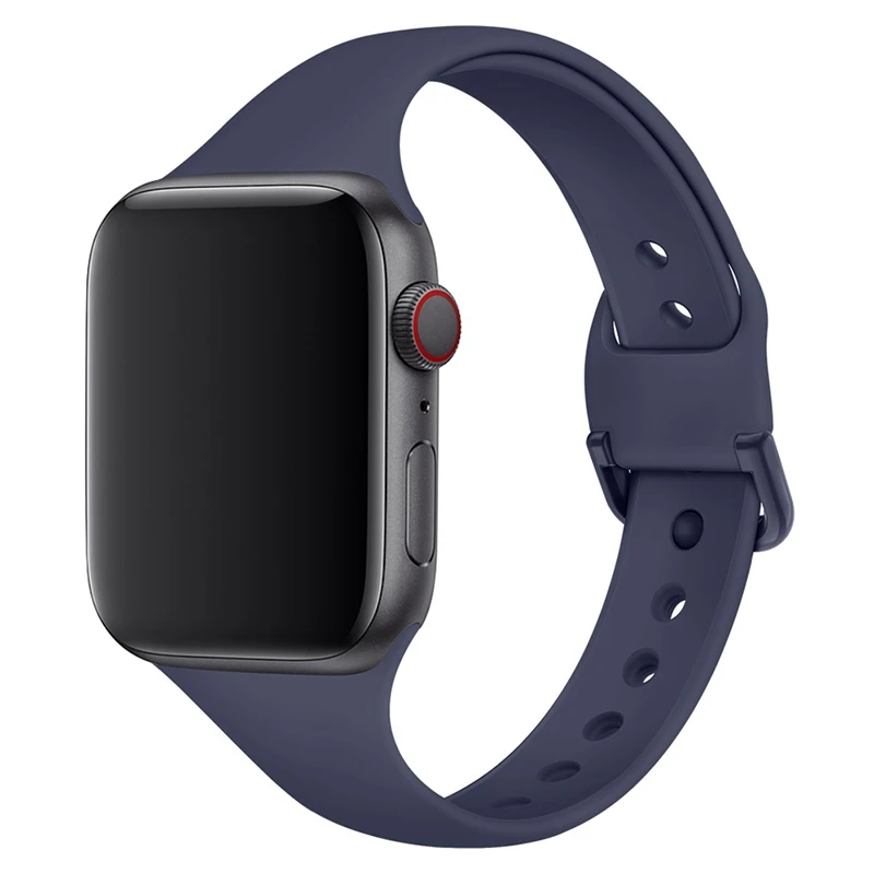 Тонкий ремешок для спортивных часов для apple watch band 44 мм 40 мм для iwatch 5 4 3 band 42 мм 38 мм correa узкий тонкий мягкий силиконовый ремень браслет - Цвет: CEA6229BL