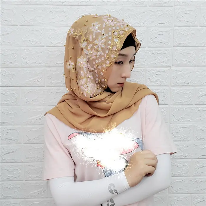 7 Горный хрусталь Hijab шарф Мусульманский Свадебные шарфы платки Мусульманский Исламский шифон шарф-хиджаб femme musulman - Цвет: 7
