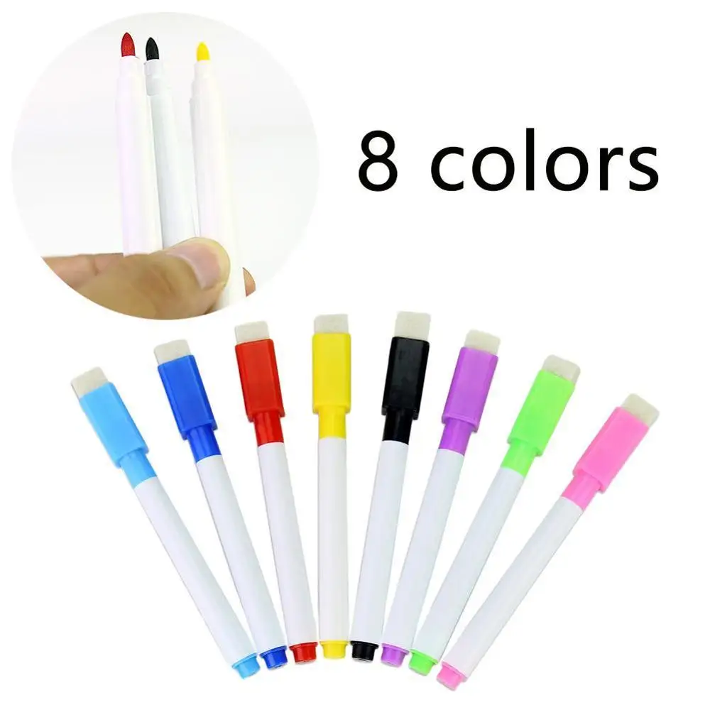 

1 Pcs With brush with suction color refill whiteboard Pen Recording Magnet Erasable Dry White Board Markers For Office Supplies