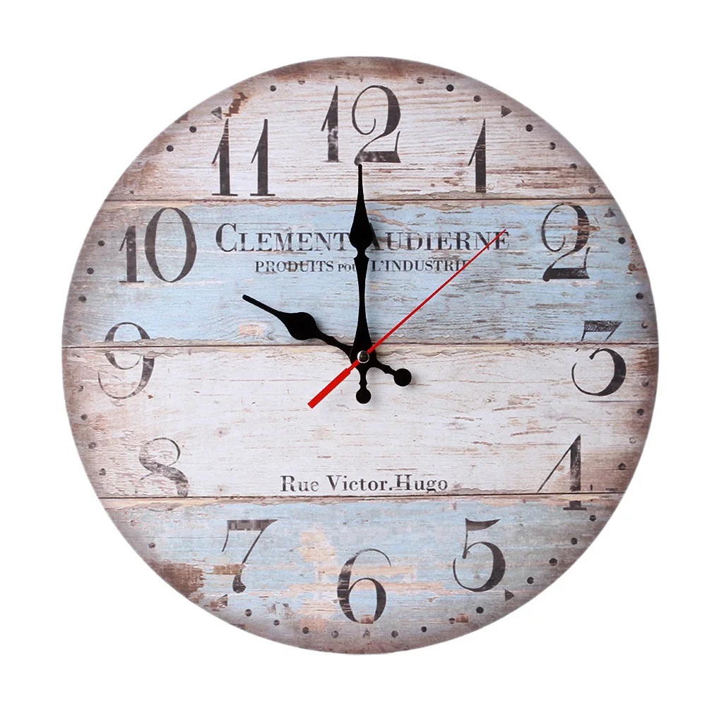 8 Battery Operated Gift Numerals Cafe Rustic European Style Quartz Wooden Round Home Decor Wall Clock Living Room Retro Silent - Цвет: 8