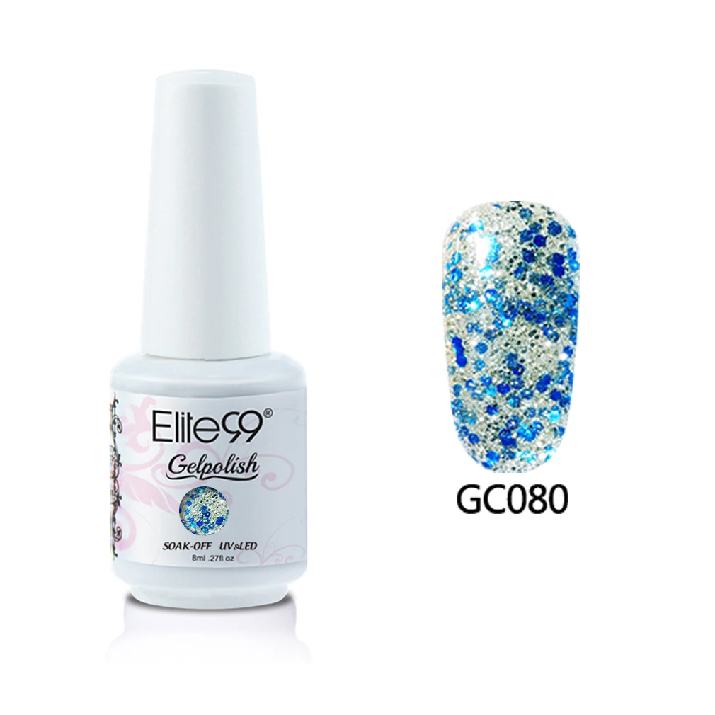 080 Elite99 8 мл Блестящий цветной Гель-лак для ногтей Vernis Полупостоянный УФ-Гель-лак для маникюра отмачиваемый Гель-лак для ногтей - Цвет: 080