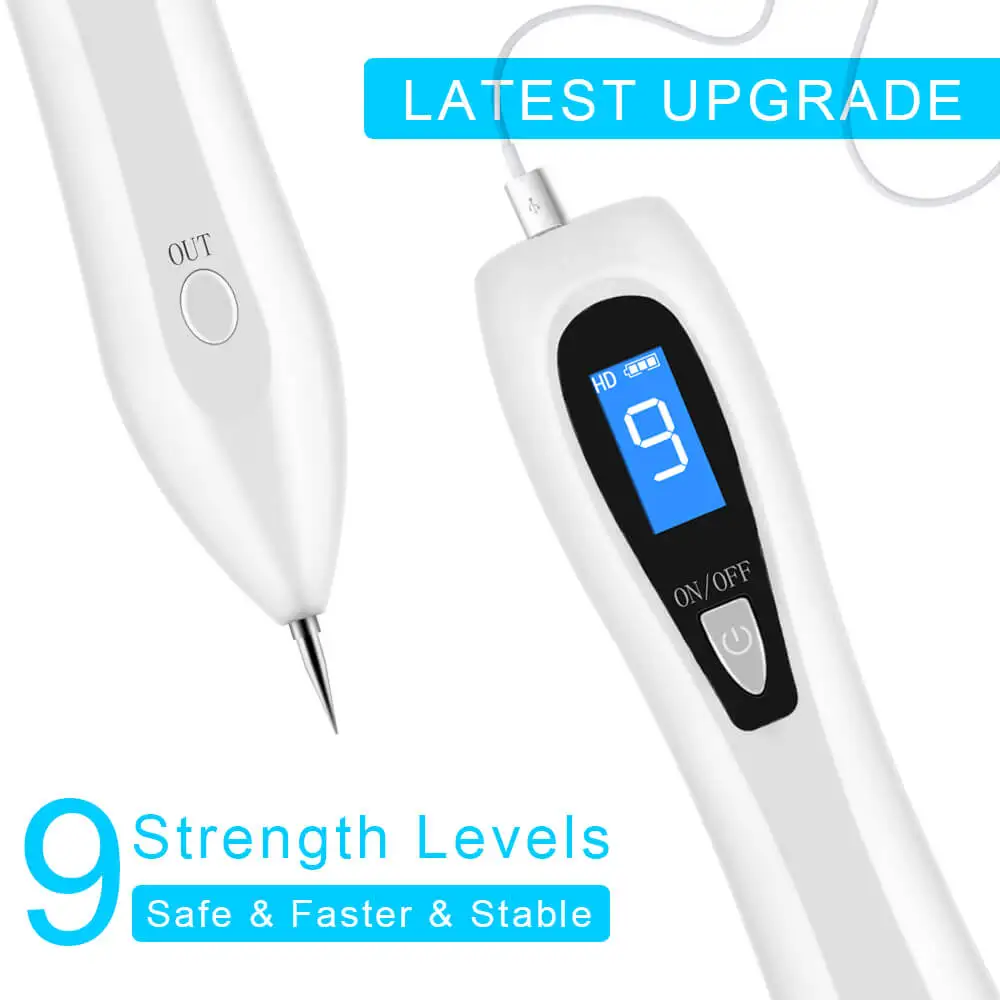 Mole Removal Pen Wart Remover 9 Electric Laser Machine Skin Freckle Tag Nevus (Age Dark Water Black