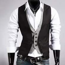 SOURCE Supply of Goods New Style Mock Two-Piece Men Slim Fit Waistcoat Men's Fashion Plaid 11A