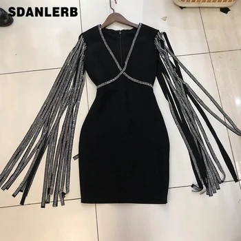 

Dress Woman 2020 Spring New European Style Temperament Ladies Small Fragrant Wind V-neck Dress Women's Slim Package Hip Dresses
