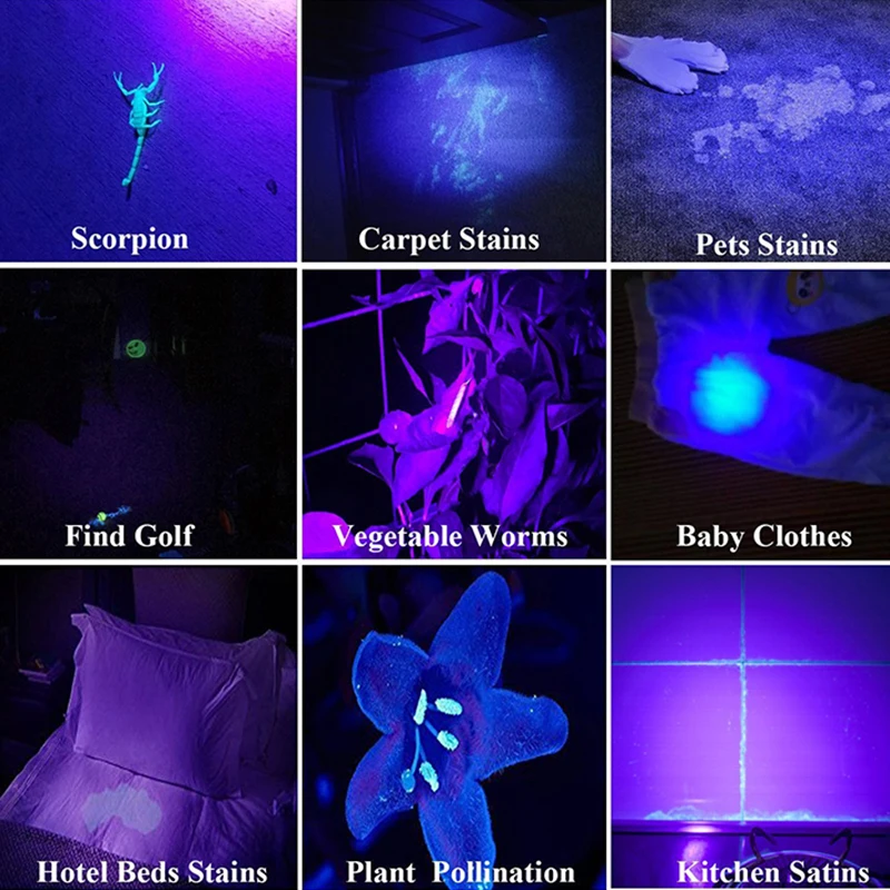 Powerful Super Bright led UV flashlight 18650 uv torch scorpion ultra  violet light ultraviolet light Upgrade UV lamp beads