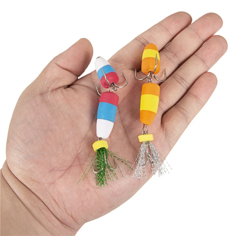 2019 2pcs Fishing Lure High Carbon Steel Foam Swimming Lure Sea Bass Lure Multicolor Insect Bait So