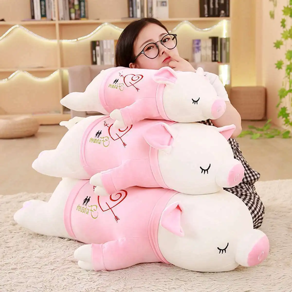 High Quality Down Cotton Lovely Heart Pig Comfort Plush Toy Soft Pillow Gift Stuffed Animals Cute Plush Toys For Children