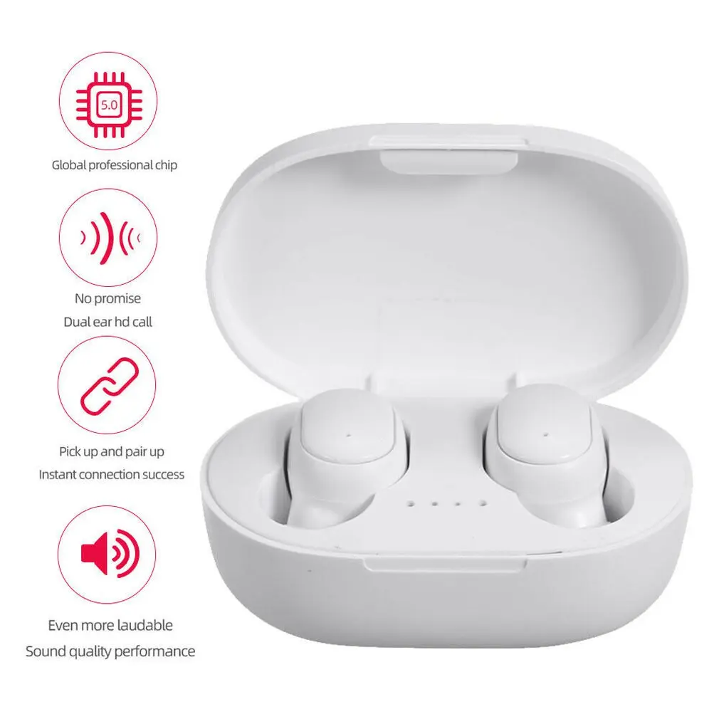

A6S Bluetooth 5.0 Headsets For Redmi Airdots Wireless Earbuds TWS Earphone Noise Cancelling Mic for Xiaomi iPhone Huawei Samsung