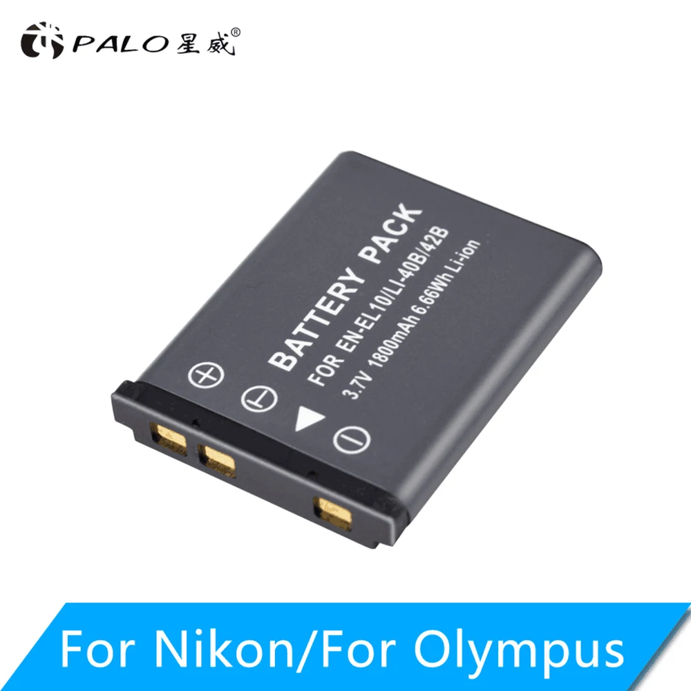 PALO – Batteries de caméra numérique pour Olympus Nikon Fujifilm Kodak, 3.7V, 1800mAh, Li-40B Li40B Li 40B Li-42B EN-EL10 EN EL10 ENEL10