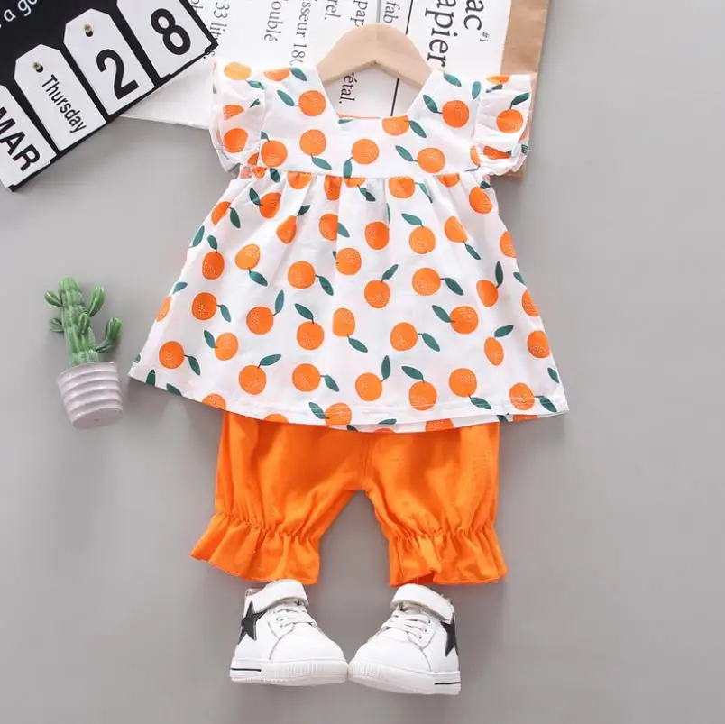 Clothing Sets expensive 2021 Kids Baby Girl Clothing Set Bowknot Summer Floral T-shirts Tops and Pants Leggings 2pcs Cute Children Outfits Girls Set cute Clothing Sets