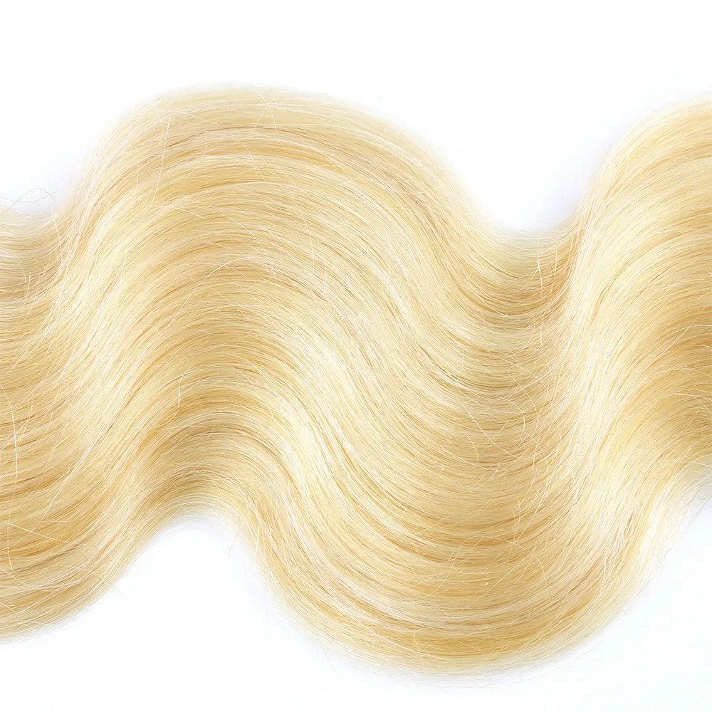 Acehair 613 пряди с закрытием объемная волна Мёд блондинка монгольские волосы Remy 13x4 уха до уха может занять от 10 до 30 дюймов человеческие волосы переплетения