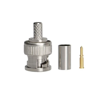 

HOT 50Pcs 3 in 1 CCTV Camera Coupler Crimp Connector Bnc Male Connector to Coax Rg59 Connector Cable Accessories H10
