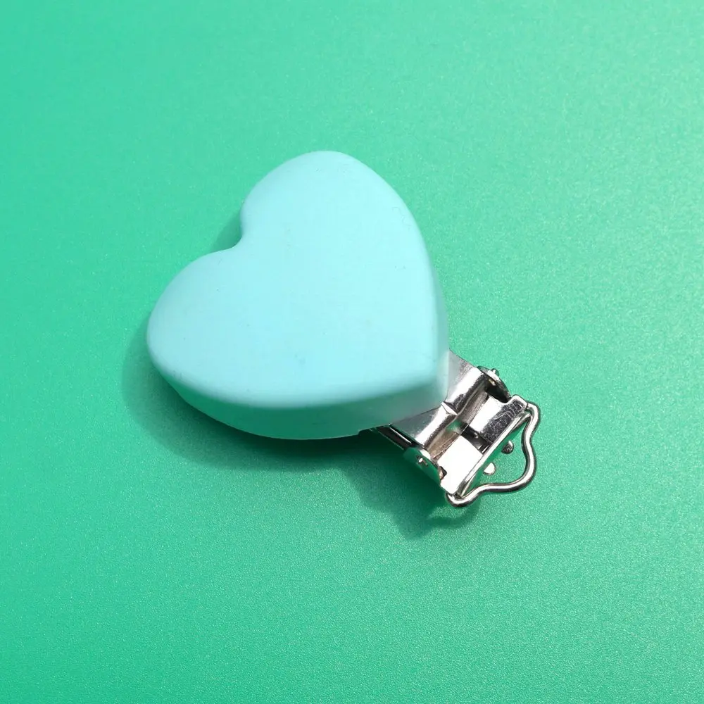 1 шт. силиконовый успокоитель в форме сердечка зажимы DIY детское кольцо для соски Прорезыватель пустышка для младенца ювелирные изделия игрушка Аксессуар Держатель Зажимы для прорезывателей - Цвет: Light blue