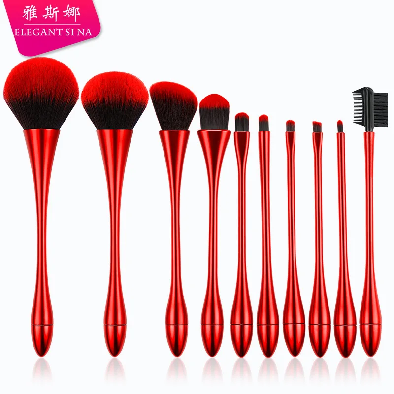 YASHENA набор кистей для макияжа 10 кистей Набор YSN-05-bundle - Handle Color: Red 10 Brushes