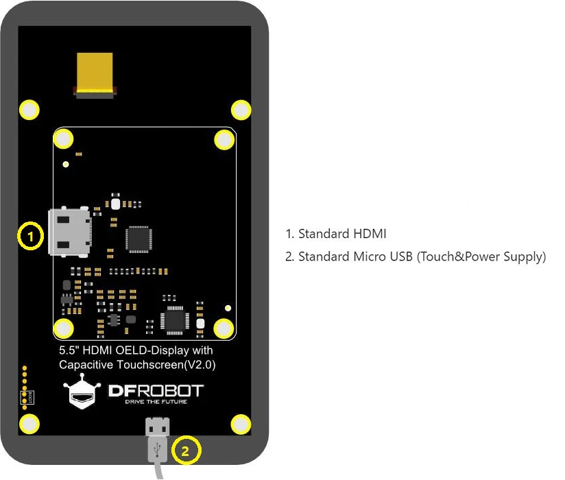 DFRobot 5,5 дюймов 1920 × 1080 HDMI oled-дисплей USB емкостный сенсорный экран Бесплатный драйвер для Raspberry Pi Поддержка Windows Linux