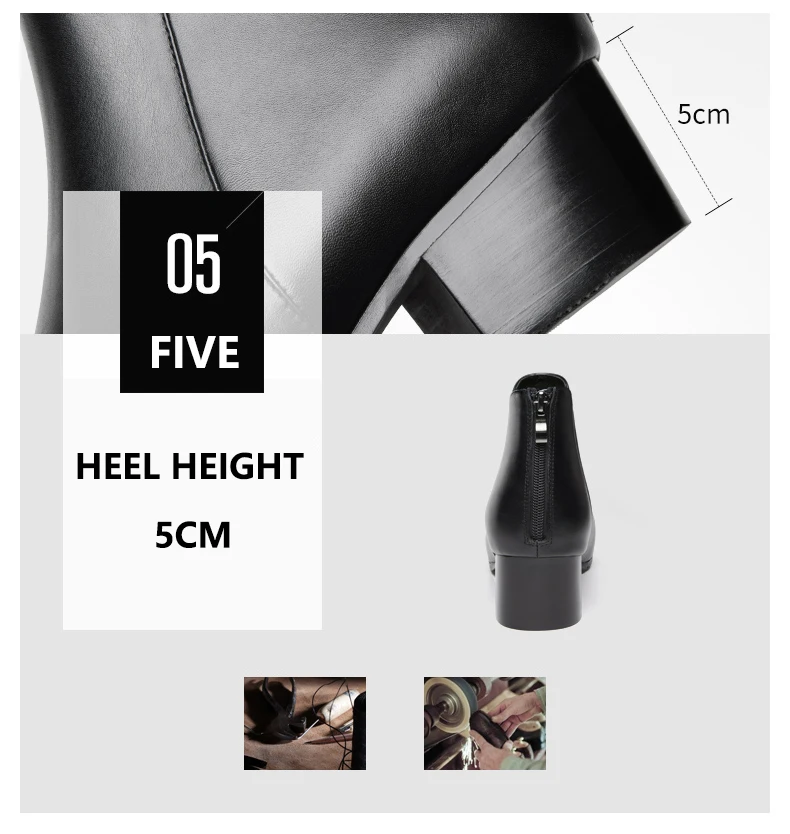 Men Ankle Boots Genuine Leather Men Boots Fashion High Heels Chelsea Boots Black Comfortable Men Footwear Size 36-47
