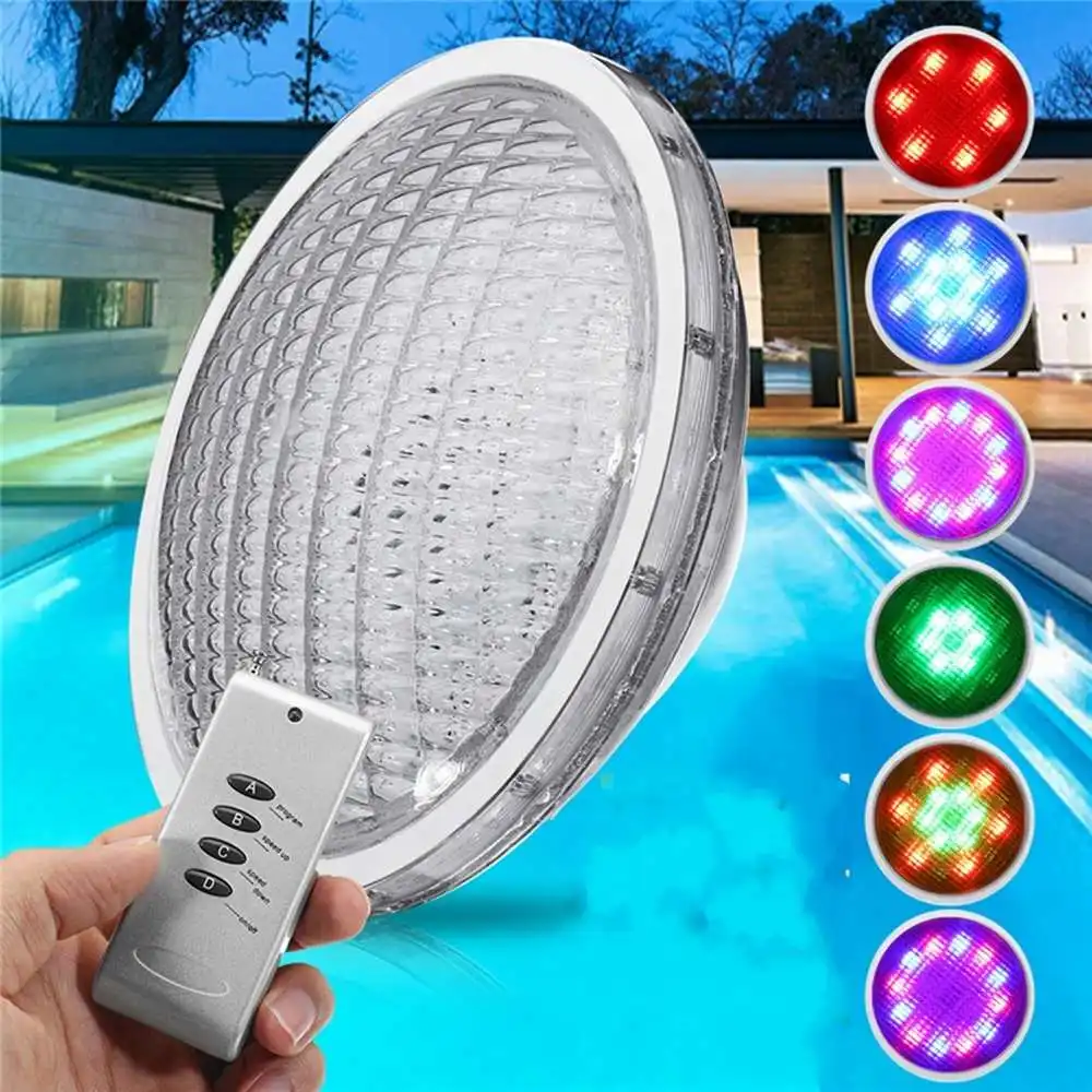 

54W Stainless RGB 18 LED Swimming Pool Light Waterproof IP68 With Remote Control Wall Mounted Underwater Light