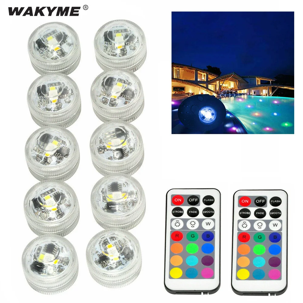 WAKYME 10 шт. пульт дистанционного управления RGB светодиодный подводный светильник