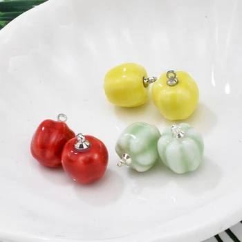 

6pcs/lot Fruit and vegetable series resin bell pepper pendant Charms For Diy Earrings jewelry accessories materials