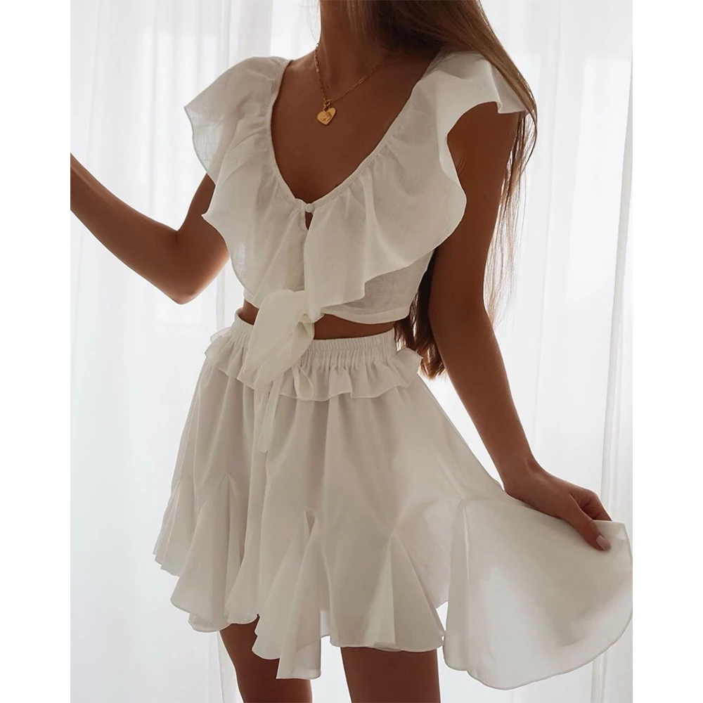 

2019 New Arrival Ruffle Cotton Tunics For Women Cover Up Beach Wear Flounce Pareo Beach Dress Saida de Praia BeachWear Swimwear