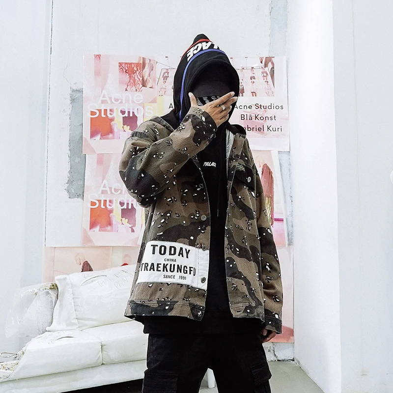 

Camouflage jacket men's hooded casual jacket 2019 new aviator jacket autumn youth trend wild handsome personality clothes jacket