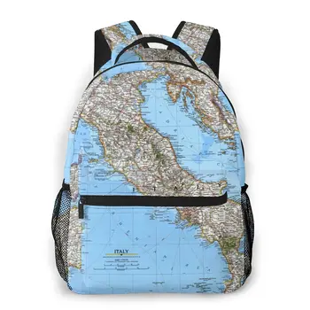 

Teenage Bookbag Backpack for Men Male Back Pack Travel Bag Italy Map