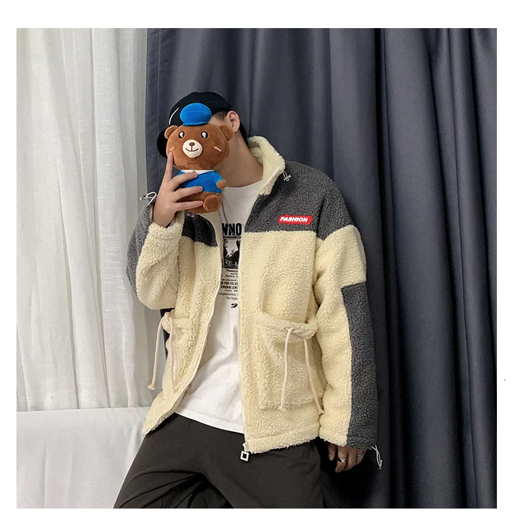 Winter Korean Version Of Europe And The New Thickening Lapel Loose Stitching Wool Liner Woolen Coat