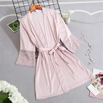 

Summer Lace Sexy Nightwear V-neck Comfortable Nightgowns Satin Lounge Elegant Noble Bathrobe Sleepwear Casual Daily Homewear