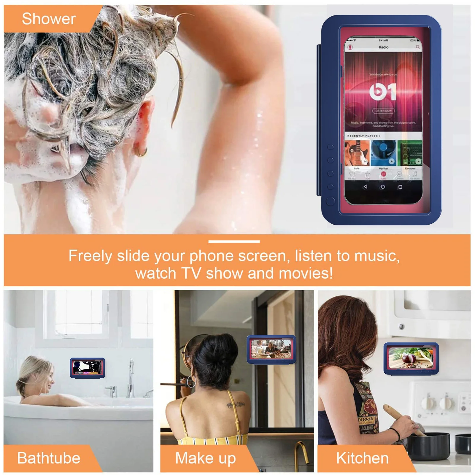 phone charging stand Rotatable Bathroom Shelf Under 7 Inches Mobile Phone Holder Wall Hanging Punchfree Toilet Shower Bath Waterproof Storage Premium phone stands