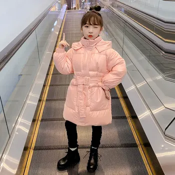 

Girls Winter White Duck Down Jacket Mid-Length Children New Thickened Hooded Waterproof Coats Kids Fashion Slim Down Parkas