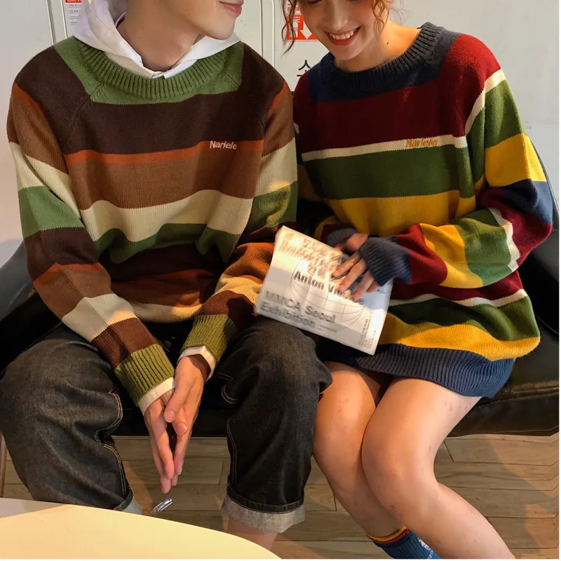 Autumn Sweater Men Warm Fashion Contrast Color Casual O-neck Knit Sweter Man Clothes Streetwear Wild Loose Couple Pullover Men Autumn Sweater Men Warm Fashion Contrast Color Casual O-neck Knit Sweter Man Clothes Streetwear Wild Loose Couple Pullover Men