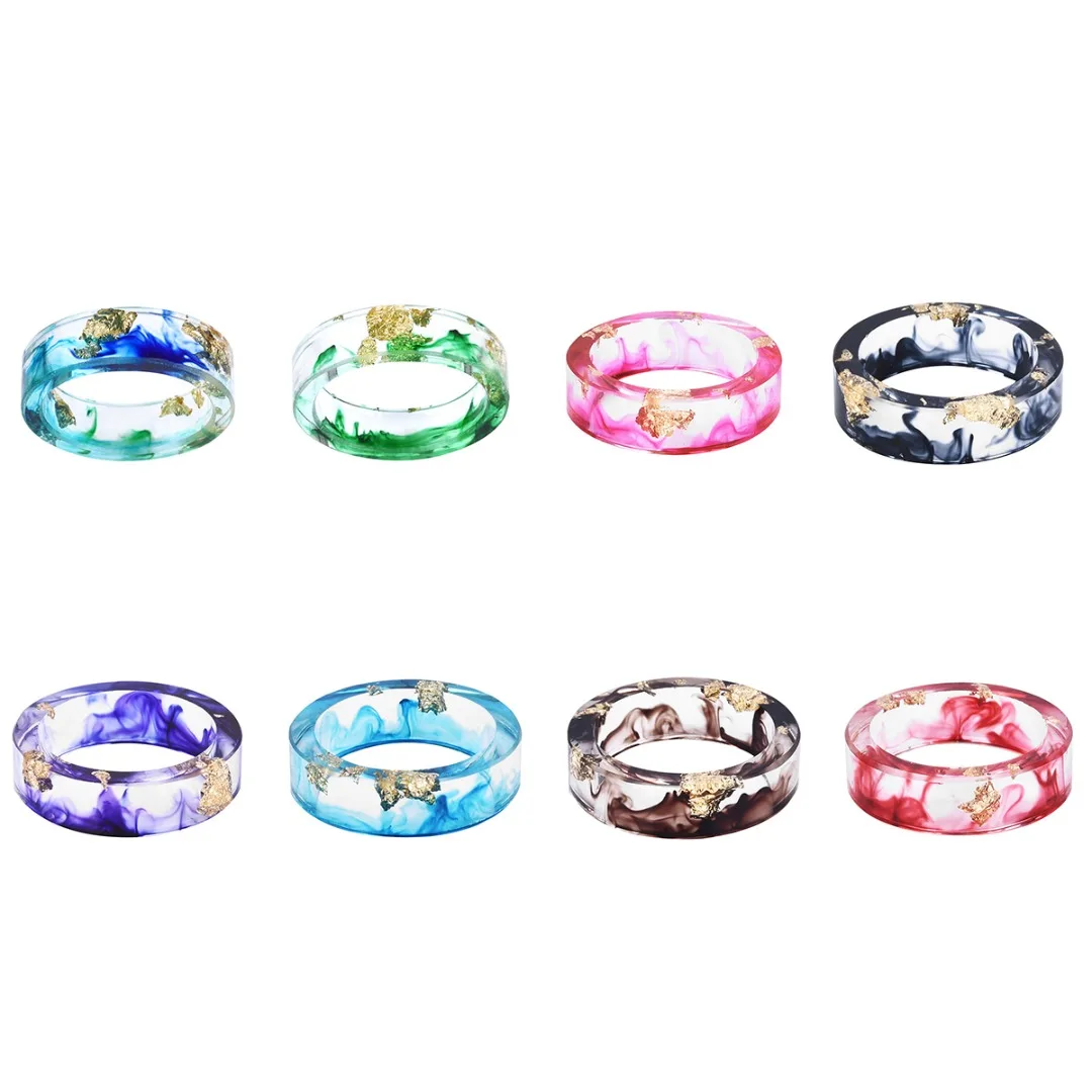 Креативные кольца с натуральным сушеным цветком из фольги, прозрачное полимерное кольцо, красочное очаровательное кольцо ручной работы для женщин, юбилейное ювелирное изделие