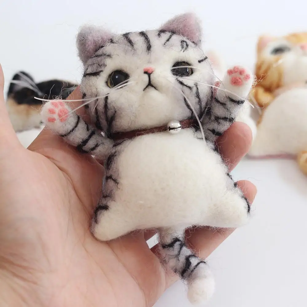 

Feltsky Cat Needle Felting Kit with Brooch Decoration with Enough Materials to Finish Detailed Instruction for Beginner (B)