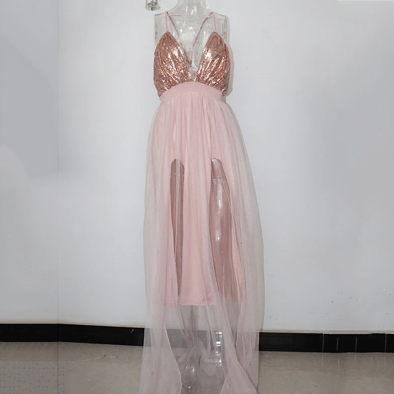 pink colour BacklakeGirls, сексуальное вечернее платье с глубоким v-образным вырезом, без рукавов, с перекрещиванием, с разрезом сзади, с блестками, длинное платье для выпускного вечера, Robe De soireue Rouge - Цвет: pink colour