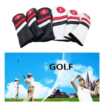 

3pcs Golf Head Covers PU Leather 1 3 5 Driver Fairway Head Covers