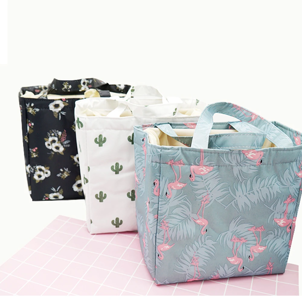 LOOZYKIT сумка для ланча Оксфорд ткань мешок для пикника на открытом воздухе большой емкости Фламинго печать водонепроницаемый герметичная