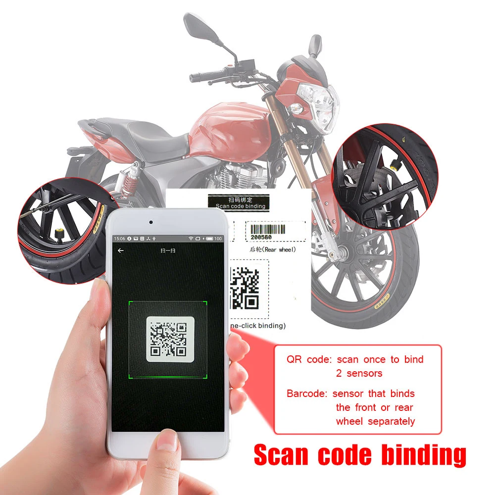 TPMS Motorcycle Monitor Alarm Sensor For Android/IOS TMPS For Moto Tire Pressure Gauge Auto Intelligent Tyre Monitoring System
