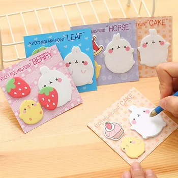 

Korean Cute Kawaii Molang Rabbit Sticker N Times Paste Memo Pads Stationery Sticky Note Notepad Office Accessory