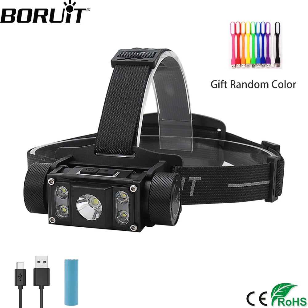 BORUiT B50 LED Headlamp XM L2+4*XP G2 Max.6000LM Headlight 21700/18650 TYPE C Rechargeable Head Torch Camping Hunting Flashlight|Headlamps| - AliExpress