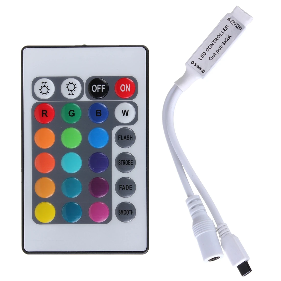 

Mini 24 keys RGB IR Remote Controller for 3528 or 5050 RGB LED strips Small RGB Controller